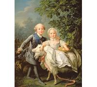 ARTXLXXBN Pinturas Famosas Pinturas Murales Cuadros Abstractos Ritratto di Carlo di Francia e sua sorella Marie Adelaide di Francois Hubert Drouais para Decoración de Paredes 60x90cm