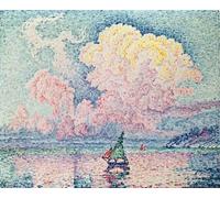 ARTXLXXBN Pinturas Famosas PóSter Arte Pared Moderno Pintura Antibes la nuvola rosa di Paul Signac para Decoraciones del Hogar 60x90cm