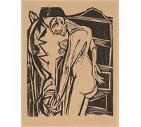 ARTXLXXBN Pinturas Famosas PóSter Arte Pared Moderno Pintura Donna davanti a un gabinetto di Ernst Ludwig Kirchner para Decoraciones del Hogar 60x90cm