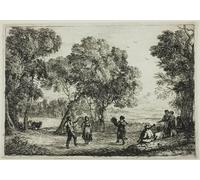 ARTXLXXBN Pinturas Famosas PóSter Arte Pared Moderno Pintura la danza contadina di Claude Lorrain para Decoraciones del Hogar 60x90cm