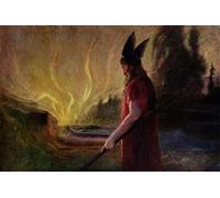 ARTXLXXBN Pinturas Famosas PóSter Arte Pared Moderno Pintura Mentre le fiamme si alzano Odino se ne va di Hermann Hendrich para Decoraciones del Hogar 60x90cm