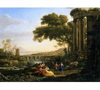 ARTXLXXBN Pinturas Famosas PóSter Arte Pared Moderno Pintura Paesaggio con ninfa e satiro danzante di Claude Lorrain para Decoraciones del Hogar 60x90cm