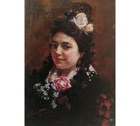 ARTXLXXBN Pinturas Famosas PóSter Arte Pared Moderno Pintura Ritratto di Asuncion Castro moglie del pittore di Enrique Simonet para Decoraciones del Hogar 60x90cm