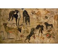 ARTXLXXBN Pinturas Famosas PóSter Arte Pared Moderno Pintura Studio dei segugi di Jan il Vecchio Brueghel para Decoraciones del Hogar 60x90cm