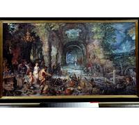 ARTXLXXBN Pinturas Famosas PóSter Arte Pared Moderno Pintura Vieni e Vulcano nel fabbro che costruisce armi per il loro figlio Enee di Jan the Elder Brueghel para Decoraciones del Hogar 60x90cm