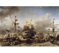 ARTXLXXBN Pinturas Famosas PóSter De Lienzo CláSicas Poster Guerra anglo-olandese di Louis Eugene Gabriel Isabey para la Decoración de la Sala de Estar 60x90cm