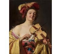 ARTXLXXBN Pinturas Famosas PóSter De Lienzo CláSicas Poster il violinista di Gerrit Van Honthorst para la Decoración de la Sala de Estar 60x90cm