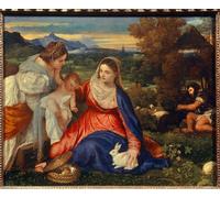 ARTXLXXBN Pinturas Famosas PóSter De Lienzo CláSicas Poster the Virgin and Child with Saint Catherine or the Virgin with the Animal by Tiziano Vecelli para la Decoración de la Sala de Estar 60x90cm