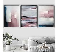 Artze Wall Art Abstract Art Prints - Juego de 3 piezas, 50 cm de ancho x 70 cm de alto, color azul marino y rosa rubor
