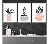 Artze Wall Art Abstract Cactus Art Prints - Juego de 3 piezas, 30 cm de ancho x 40 cm de alto, color rosa y verde