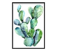Artze Wall Art Cactus - Impresión en acuarela (30 cm de ancho x 40 cm, altura), color azul y verde