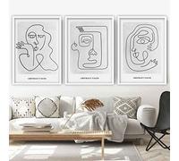 Artze Wall Art Impresión artística de pared de caras abstractas, tamaño A3, gris