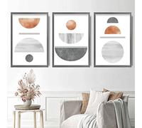 Artze Wall Art Juego de 3 impresiones artísticas geométricas con textura gris y cobre, 50 cm de ancho x 70 cm de alto