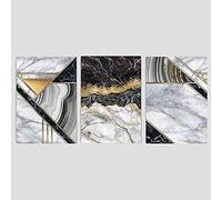 Artze Wall Art Juego de 3 impresiones geométricas para pared, tamaño A3, mármol negro/dorado