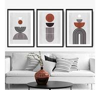Artze Wall Art Juego de 3 piezas con estampado geométrico de terracota de 50 cm de ancho x 70 cm de alto, negro/gris
