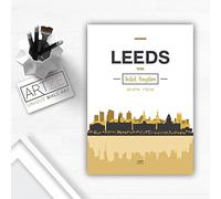 Artze Wall Art Leeds Skyline Cityscape - Póster decorativo para pared, tamaño A4, color amarillo y gris