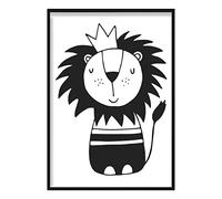 Artze Wall Art Lion Scandinavian Nursery - Póster (tamaño A4), color blanco y negro