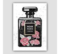 Artze Wall Art Perfume Noir Pink Roses 1 - Póster (61 x 91 cm), diseño de mármol negro