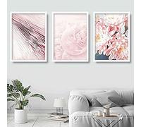 Artze Wall Art Pink Peonies - Cuadros Decorativos, Decoracion Pared Dormitorio, Juego de 3 piezas, 30 cm de ancho x 40 cm de alto
