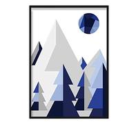 Artze Wall Art Póster geométrico de Bosque, 30 cm de ancho x 40 cm de alto, azul marino/gris