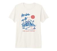 Aruba One Happy Island Caribbean Vacation Travel Souvenir Camiseta Premium