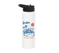 Aruba One Happy Island Caribbean Vacation Travel Souvenir Stainless Steel Insulated Water Bottle