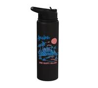 Aruba One Happy Island Caribbean Vacation Travel Souvenir Stainless Steel Insulated Water Bottle