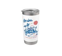 Aruba One Happy Island Caribbean Vacation Travel Souvenir Vaso térmico de acero inoxidable de doble pared