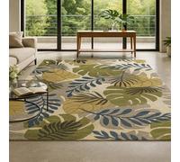 ARUGYTEI Alfombra de 170 x 200 cm, moderno diseño de hojas multicolores, rojo, verde, azul, beige, gris, marrón, para salón, dormitorio, sala de estar