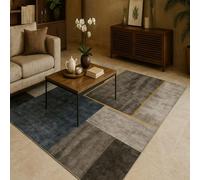 ARUGYTEI Alfombra de decoración, 150 x 200 cm, azul, gris, blanco, naranja, amarillo moderno, alfombra para sala de estar, dormitorio, comedor, sala de estar, cocina, vestíbulo