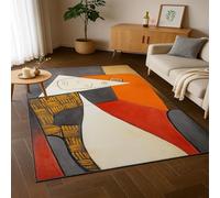 ARUGYTEI - Alfombra de decoración, 80 x 140 cm, naranja, rojo, negro y blanco, moderna alfombra de pasillo, sala de estar, dormitorio, cocina, balcón, Felpudo de entrada, Runners for Hallway
