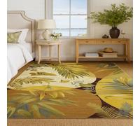 ARUGYTEI Alfombra moderna de 70 x 120 cm, diseño de hojas en verde, amarillo, marrón, beige, para salón, dormitorio, salón, etc