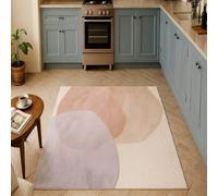ARUGYTEI Alfombra pequeña moderna de 70 x 100 cm, color rosa viejo, crema y amarillo anaranjado, para pasillo, cocina, salón, baño, lavandería, cama, sofá