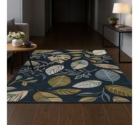 ARUGYTEI Alfombras grandes para sala de estar, 170 x 200 cm, diseño floral, azul, verde, amarillo y blanco, alfombra suave para salón, familia, granja, comedor, decoración del hogar