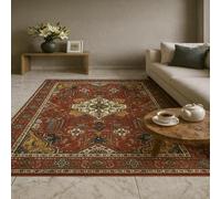 ARUGYTEI Alfombras lavables para sala de estar, 120 x 200 cm, vintage, rojo, azul, verde, amarillo, blanco, marrón, alfombra suave para salón, granja, comedor, decoración del hogar,