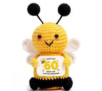Aruigu 60 cumpleaños mujer - Figura de abeja tejida a mano con tarjeta de energía, regalo de 60 cumpleaños para mamá abuela, regalos de cumpleaños para mejor amiga y colegas