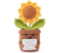 Aruigu Muñeca de Ganchillo de Girasol Positivo Hecha a Mano con Tarjeta para Mujeres - Linda con Mensaje Sincero Eres Más Valiente, Más Inteligente, Más Querida - Regalos de Amistad de Mejores Amigas