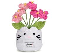 Aruigu Muñeca de ganchillo hecha a mano Positive Forget Me Not, Connected by Heart Message, regalo de cumpleaños para hermana de larga distancia, decoración de recuerdo sentimental