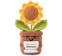 Aruigu Regalo Inspirador - Muñeca de Girasol Positiva de Crochet - Nunca Olvides La Diferencia Que Haces - Regalo Positivo de Apreciación para Mujeres, Amiga Hermana, Compañera de Trabajo - Día de la