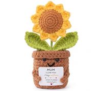 Aruigu Regalo para mamá - Muñeca de girasol positiva hecha a mano de crochet con tarjeta - Te quiero - Regalo de mamá de hija, hijo, niño - Idea de regalo para el día de la madre, Navidad, cumpleaños