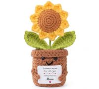 Aruigu Regalo para mamá - Muñeca de girasol positiva hecha a mano de ganchillo con tarjeta - "I Always Need You Mum" - Regalo para mamá de hija, hijo, niño - Día de la Madre, Navidad, idea de regalo