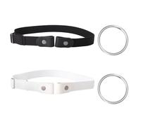 AruMinna Cinturón elástico invisible ajustable sin hebilla, 2 piezas, para jeans, pantalones, vestidos, mujeres y hombres, Blanco Negro +, circumference is 70-100 cm
