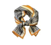 AruMinna Pañuelo de seda delgado largo y estrecho con patrón de letras geométricas, cinta para el pelo, cinta para la cabeza, cinta para el pelo, accesorio multifuncional de moda, Caqui Laberinto