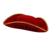 AruMinna Sombrero de tricornio colonial de estilo vintage, sombrero pirata de fieltro envejecido para disfraces de adultos, fiesta de Halloween y eventos de cosplay (rojo 2, talla única)