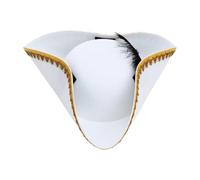 AruMinna Sombrero de tricornio colonial de estilo vintage, sombrero pirata de fieltro envejecido para disfraces de adultos, fiesta de Halloween y eventos de cosplay (blanco, talla única)