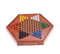 Arunasc ajedrez Juego de Mesa de Damas Chinas de Madera con 72 canicas de Vidrio de 16 mm de Colores Estilo pétalo. Juegos de Estrategia clásicos. magnetico(Agate Brown,32cm)