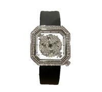 ARUNASC Reloj de Pulsera Reloj Cuadrado Hueco, Resistente al Agua, con Diamantes y Correa de Silicona, un Regalo Ligero y Lujoso Ideal for Novias y Esposas. Digital(Noir)