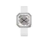ARUNASC Reloj de Pulsera Reloj Cuadrado Hueco, Resistente al Agua, con Diamantes y Correa de Silicona, un Regalo Ligero y Lujoso Ideal for Novias y Esposas. Digital(Weiß)