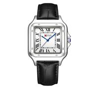 ARUNASC Reloj de Pulsera Reloj de Cuarzo analógico clásico Cuadrado de fácil Lectura for Mujer, con Correa de expansión de Acero Inoxidable y Esfera Romana for Hombres y Mujeres. Digital(Weiß,B)