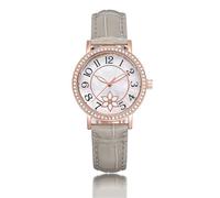 ARUNASC Reloj de Pulsera Reloj de Cuarzo con Diamantes a Prueba de Agua, Esfera de nácar y Correa de Acero/Cuero for Mujer. Es un Gran Regalo for Mujeres. Digital(Belt)